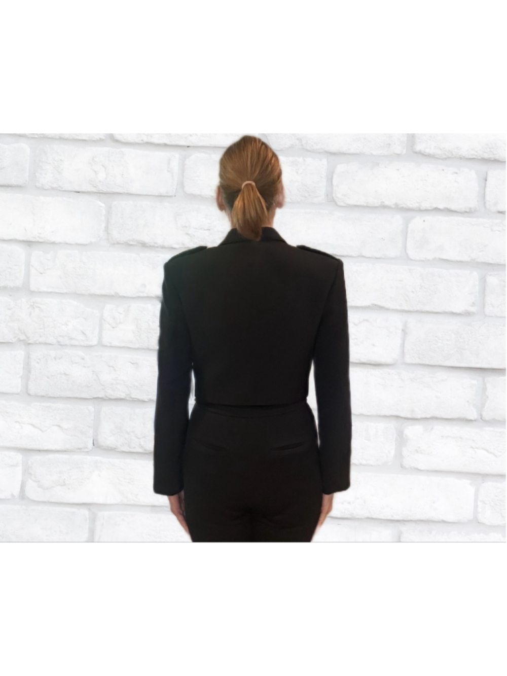 Ronny Kobo Genith Cropped Blazer, Jet black - Picture 3 of 8
